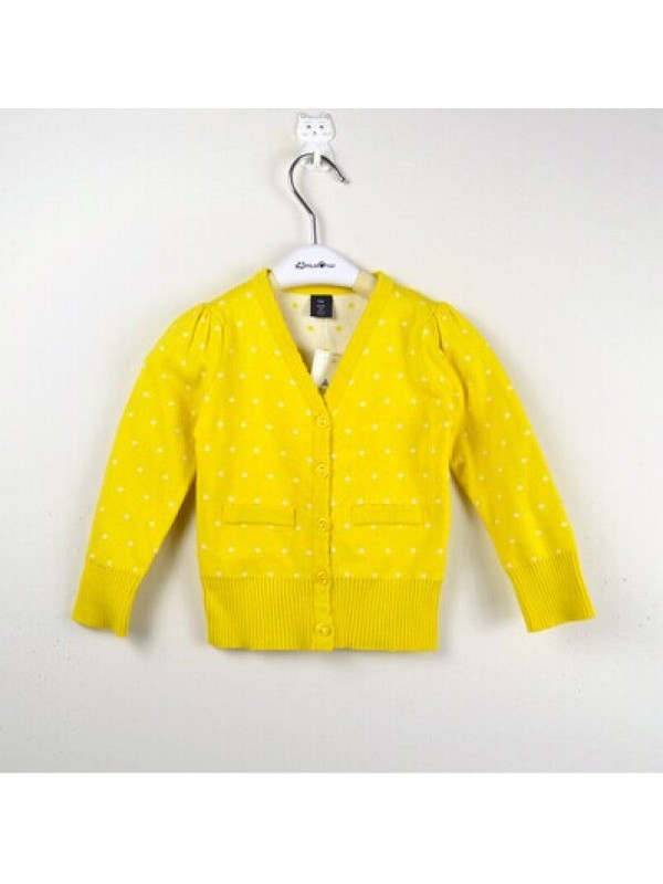 Autumn and winter children female Baby Knit Cardigan Sweater Girl jacket cotton wave 1-2-3 Huang Honglan