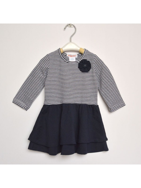 In the fall of 2014 new kids children dress dress long sleeved cotton stripe baby girls puff cake skirt