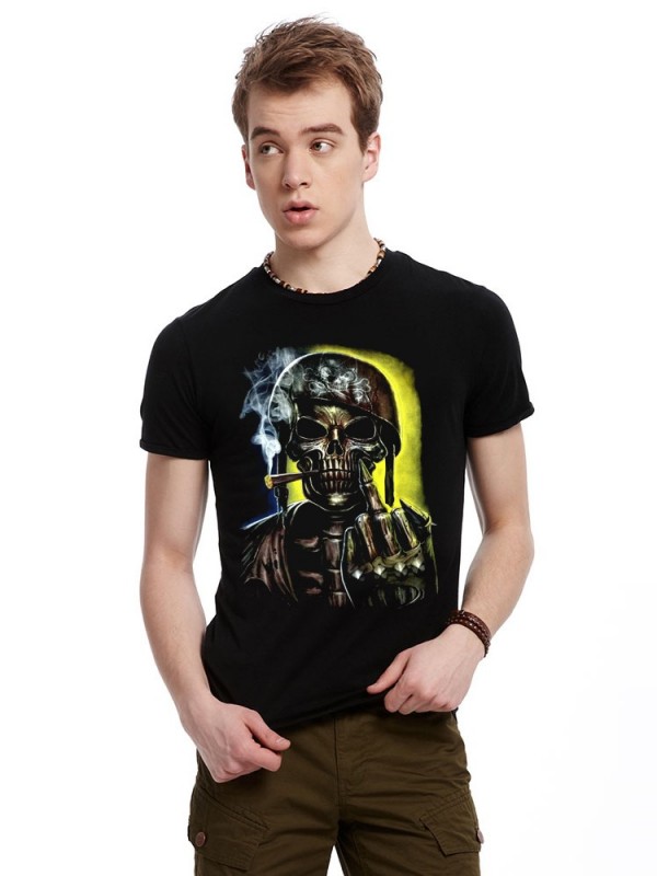 3D new men's short sleeve T-shirt, death skull cre...